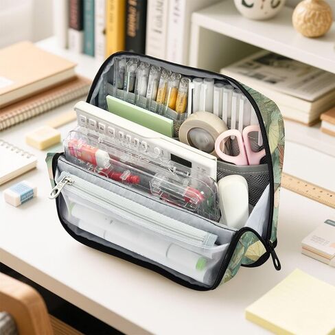 Standing Pencil Case Hippo Lotus Leaf Pouch Big Capacity Pencil Bag with Zipper for Kids Adult Teens,Stationery Organizer Bag School College Office Desk in Saudi Arabia