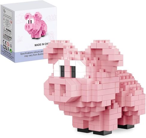 QISHOUTING Pig Mini Building Toy for Kids, Farm Animals Mini Pig Building Blocks & Learning Toy for Girls Boys, Pig Figurine Toys for Adults Girls, Birthday Party Favors Stocking Stuffers in Saudi Arabia