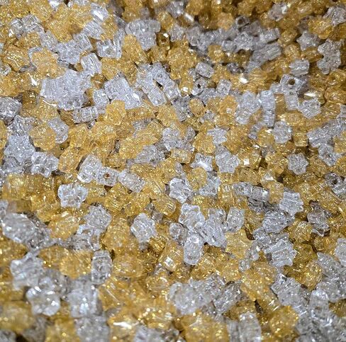 Star Beads Gold Silver Glitter Sparkle Mix 13mm Pony Beads Made in USA in Saudi Arabia
