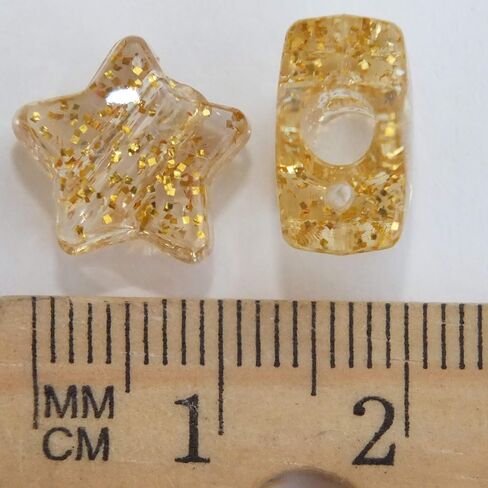Star Beads Gold Silver Glitter Sparkle Mix 13mm Pony Beads Made in USA in Saudi Arabia
