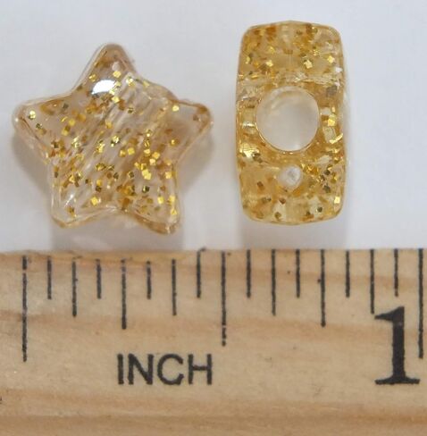 Star Beads Gold Silver Glitter Sparkle Mix 13mm Pony Beads Made in USA in Saudi Arabia