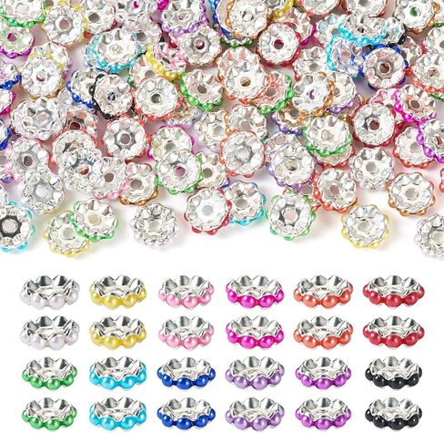 Beadthoven 100pcs Pearl Rondelle Spacers Beads for Pens 14mm Flat Round Large Hole Rhinestone Beads for Bracelet Plastic Pearls Crystal Focal Spacers for Jewelry Making DIY in Saudi Arabia