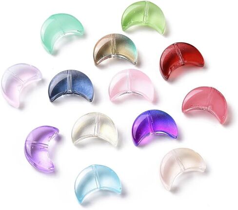 50 pcs Colorful Transparent Glass Beads Flat Oval Loose Spacer Beads for DIY Bracelet Necklace Earring Jewelry Making Keychain Phone Chain Beading Lanyard Craft 11x8x6mm in Saudi Arabia