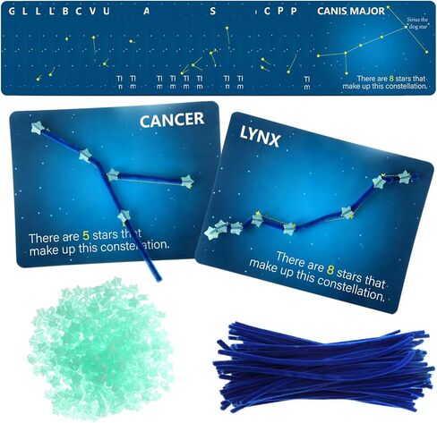 Jenaai Constellation Map Craft Kit with 24pcs Constellation Note Cards 120pcs Pipe Cleaners 1 Pack of Glow in The Dark Five Pointed Star Shaped Plastic Beads for Fun Crafting DIY Supplies in Saudi Arabia
