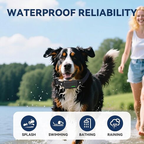 طوق صدمات الكلاب وطوق النباح التلقائي من CanineJoy - طوق تدريب الكلاب 2 في 1 بطول 4200 قدم مع جهاز تحكم عن بعد، طوق كهربائي مقاوم للماء مع 4 أوضاع تدريب، قفل أمان، طوق إلكتروني قابل لإعادة الشحن in Kuwait