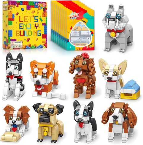 HIGH GODO 9pack Party Favors Mini Dogs Building Set, Adorable Animals Building Set for Goodie Bags Stuffers, Party Favors Birthday Gift for Teens 14+ (1002PCS) in Saudi Arabia