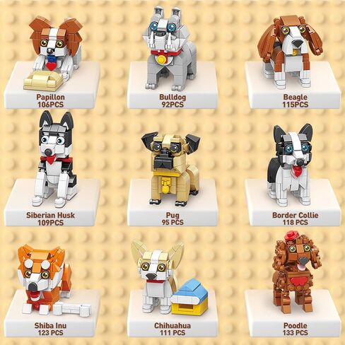 HIGH GODO 9pack Party Favors Mini Dogs Building Set, Adorable Animals Building Set for Goodie Bags Stuffers, Party Favors Birthday Gift for Teens 14+ (1002PCS) in Saudi Arabia
