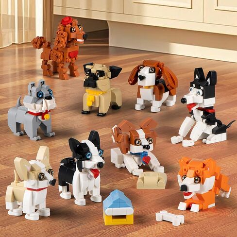 HIGH GODO 9pack Party Favors Mini Dogs Building Set, Adorable Animals Building Set for Goodie Bags Stuffers, Party Favors Birthday Gift for Teens 14+ (1002PCS) in Saudi Arabia