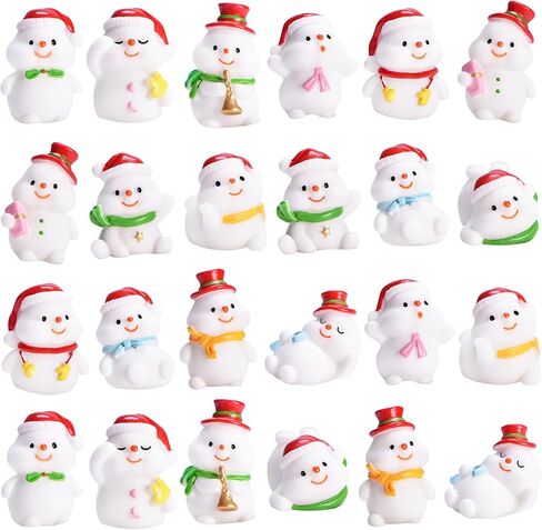 24-Piece Mini Resin Figurines Set, Winter Snowman Miniature Ornaments for Dollhouses Home Christmas Decor and DIY Craft Projects in Saudi Arabia