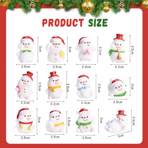 24-Piece Mini Resin Figurines Set, Winter Snowman Miniature Ornaments for Dollhouses Home Christmas Decor and DIY Craft Projects in Saudi Arabia