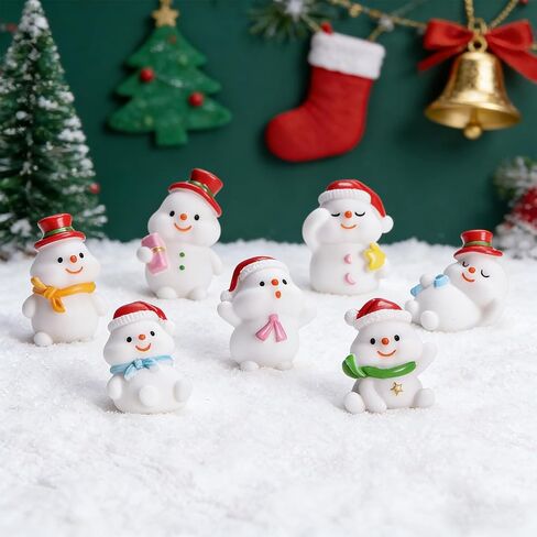 24-Piece Mini Resin Figurines Set, Winter Snowman Miniature Ornaments for Dollhouses Home Christmas Decor and DIY Craft Projects in Saudi Arabia