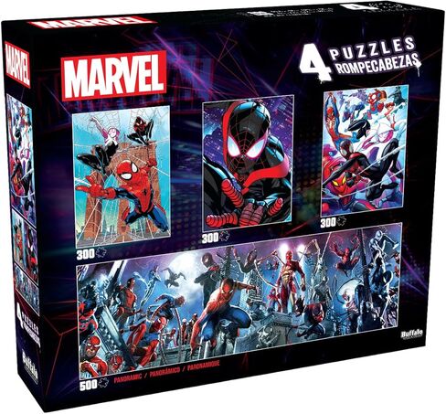 Buffalo Games - Marvel - 4 x 1 Multipack - Spider-Verse - أحجية الصور المقطوعة متعددة القطع للبالغين - لغز التحدي مثالي ليالي اللعب - الحجم النهائي يختلف in Saudi Arabia