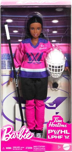 Barbie Tim Hortons PWHL 2025 Fashion Doll in Pink - Includes Hockey Stick, Puck, and Helmet in Saudi Arabia