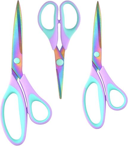 Craft Scissors 3 Pack All Purpose 5, 8, 10 inch Scissor Set with Sharp Blades, Comfort Grip, Heavy-duty,Ideal Scissors Set for Home, Office, Sewing, Fabric, Kitchen, Arts and DIY, Black White in Saudi Arabia