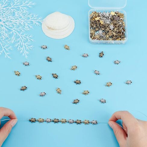 SUNNYCLUE 1 صندوق 120 قطعة 3 ألوان خرز السلحفاة سحر السلحفاة سبيكة خرز السلحفاة ثقب الحيوان الخرز المعدني سحر للأساور لقلادة DIY سوار المجوهرات الحرف اليدوية صنع الإكسسوارات in Kuwait