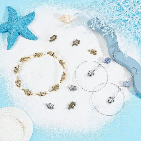 SUNNYCLUE 1 صندوق 120 قطعة 3 ألوان خرز السلحفاة سحر السلحفاة سبيكة خرز السلحفاة ثقب الحيوان الخرز المعدني سحر للأساور لقلادة DIY سوار المجوهرات الحرف اليدوية صنع الإكسسوارات in Kuwait