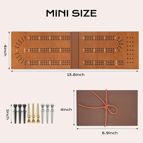 لعبة لوح سرير السفر مع لمسة نهائية من الجلد - حجم صغير محمول، هيكل متين، لوحة ألعاب بطاقات ثلاثية المسارات للسفر واللعب اليومي in Kuwait