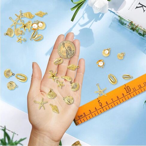 BLMHTWO 32Pcs Beach Charms, Ocean Theme Charms, Starfish, Seashells and Conches Charm for Beach Summer DIY Jewelry Making, Necklace Bracelet Earrings in Saudi Arabia