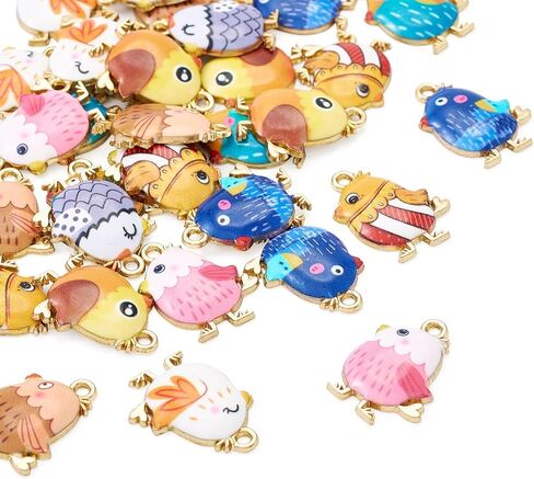 Cheriswelry 32Pcs Enamel Chick Charms for Jewelry Making Cute Animal Charm Pendants Alloy Metal Chicken Pendants 20x14x3mm for Keychain Bracelet DIY Supplies in Saudi Arabia