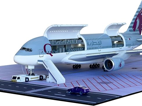MACHASORS A380 نموذج طائرة، ترقية بأبواب قابلة للفتح ومقصورة مفصلة بمقياس 1/160 مقاس 18.1 بوصة طقم طائرة 380 مع أضواء LED وحامل عرض وحصيرة مطار مطاطية، هدية مثالية لمحبي الطيران in Kuwait