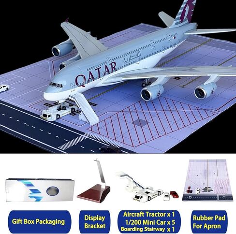 MACHASORS A380 نموذج طائرة، ترقية بأبواب قابلة للفتح ومقصورة مفصلة بمقياس 1/160 مقاس 18.1 بوصة طقم طائرة 380 مع أضواء LED وحامل عرض وحصيرة مطار مطاطية، هدية مثالية لمحبي الطيران in Kuwait