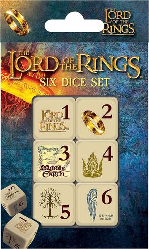 مجموعة نرد Masterpieces Lord of The Rings D6 - نرد ألعاب مكون من 6 قطع، مجموعة نرد LOTR - للأعمار من 14 عامًا فما فوق in Kuwait