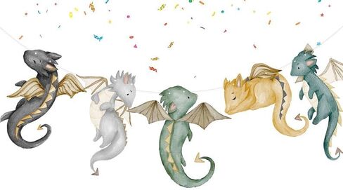 Dragon Birthday Banner – Cute Baby Dragon Party Decorations for Kids Birthday, Baby Shower, Fantasy and Medieval Theme Supplies in Saudi Arabia