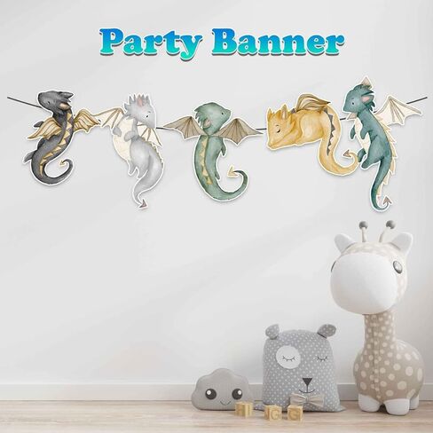 Dragon Birthday Banner – Cute Baby Dragon Party Decorations for Kids Birthday, Baby Shower, Fantasy and Medieval Theme Supplies in Saudi Arabia