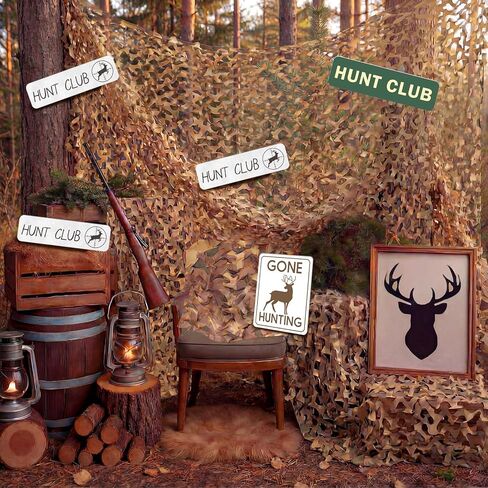 Bucherry 9 Pcs Hunting Camo Birthday Party Decorations Set Hunting Deer Party 4.92 x 6.56 ft Camo Netting 8 Deer Paper Sign Hunt Theme Birthday Woodland Table Covers for Camouflage Baby Shower in Saudi Arabia