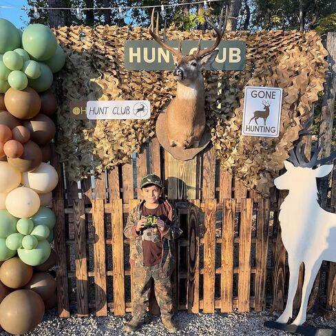 Bucherry 9 Pcs Hunting Camo Birthday Party Decorations Set Hunting Deer Party 4.92 x 6.56 ft Camo Netting 8 Deer Paper Sign Hunt Theme Birthday Woodland Table Covers for Camouflage Baby Shower in Saudi Arabia