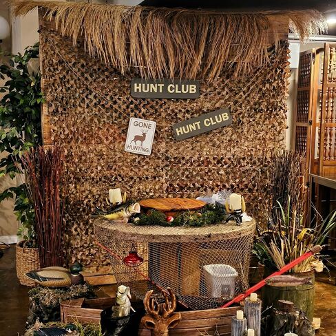 Bucherry 9 Pcs Hunting Camo Birthday Party Decorations Set Hunting Deer Party 4.92 x 6.56 ft Camo Netting 8 Deer Paper Sign Hunt Theme Birthday Woodland Table Covers for Camouflage Baby Shower in Saudi Arabia