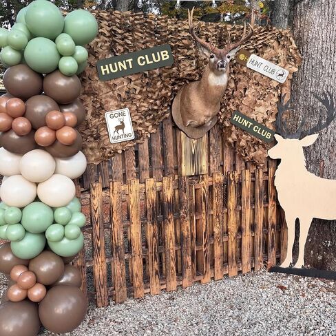 Bucherry 9 Pcs Hunting Camo Birthday Party Decorations Set Hunting Deer Party 4.92 x 6.56 ft Camo Netting 8 Deer Paper Sign Hunt Theme Birthday Woodland Table Covers for Camouflage Baby Shower in Saudi Arabia