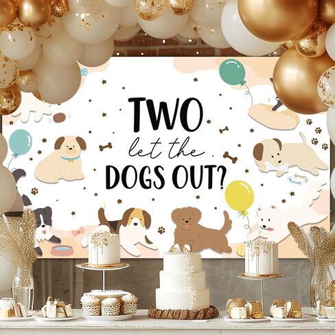 Avezano Two Let the Dogs Out راية جرو كلب يبلغ من العمر عامين ديكورات حفلات أعياد الميلاد خلفية جرو يبلغ من العمر عامين تحت عنوان التصوير الفوتوغرافي لخلفية حفلات عيد الميلاد (6 × 3.6 قدم) in Saudi Arabia