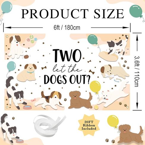 Avezano Two Let the Dogs Out راية جرو كلب يبلغ من العمر عامين ديكورات حفلات أعياد الميلاد خلفية جرو يبلغ من العمر عامين تحت عنوان التصوير الفوتوغرافي لخلفية حفلات عيد الميلاد (6 × 3.6 قدم) in Saudi Arabia