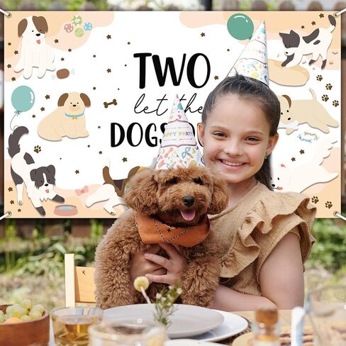 Avezano Two Let the Dogs Out راية جرو كلب يبلغ من العمر عامين ديكورات حفلات أعياد الميلاد خلفية جرو يبلغ من العمر عامين تحت عنوان التصوير الفوتوغرافي لخلفية حفلات عيد الميلاد (6 × 3.6 قدم) in Saudi Arabia