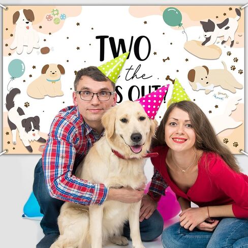 Avezano Two Let the Dogs Out راية جرو كلب يبلغ من العمر عامين ديكورات حفلات أعياد الميلاد خلفية جرو يبلغ من العمر عامين تحت عنوان التصوير الفوتوغرافي لخلفية حفلات عيد الميلاد (6 × 3.6 قدم) in Saudi Arabia