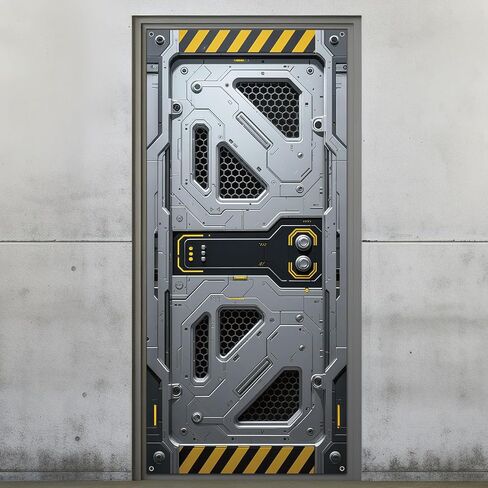 Outer Space Door Cover Galaxy Alien Theme Door Decoration Spaceship Indoor Backdrop Space Party Supplies Decor Space Station Studio Photo booth Props Spaceship Hatch Wall Decor for Boys Bedroom in Saudi Arabia