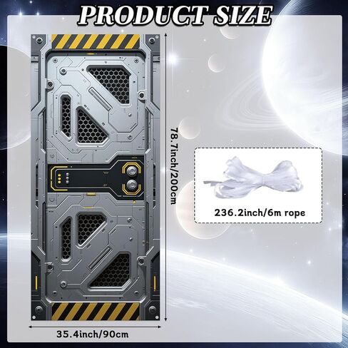 Outer Space Door Cover Galaxy Alien Theme Door Decoration Spaceship Indoor Backdrop Space Party Supplies Decor Space Station Studio Photo booth Props Spaceship Hatch Wall Decor for Boys Bedroom in Saudi Arabia