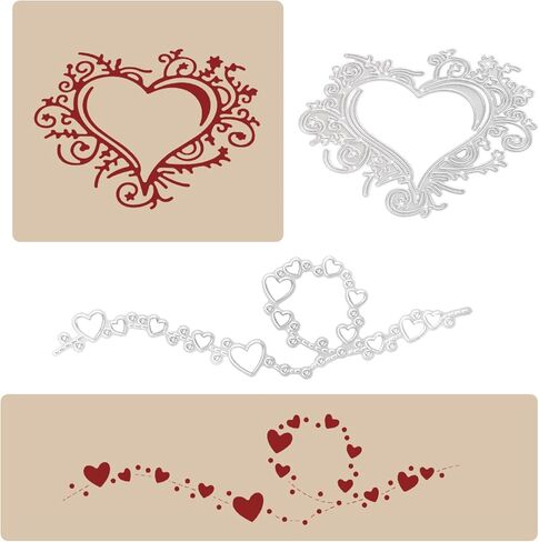 2 Pcs Heart Cutting Dies Hollow Hearts Metal Die Cuts for Card Making Decoration Metal Bubble Speckle Line Wedding Cutting Dies Love Lace Stencils for Making DIY Scrapbook Crafts Album Card in Saudi Arabia