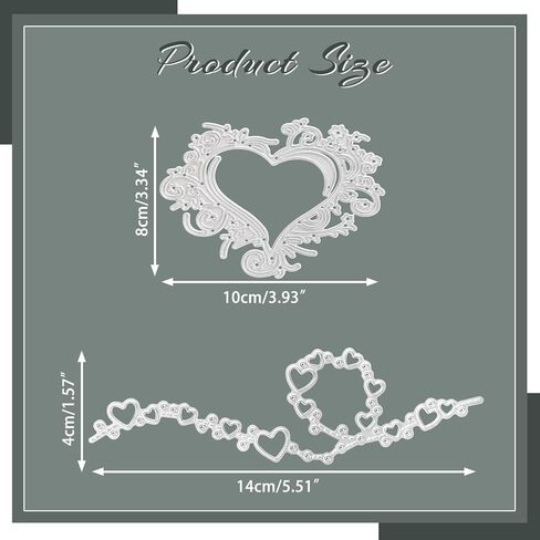 2 Pcs Heart Cutting Dies Hollow Hearts Metal Die Cuts for Card Making Decoration Metal Bubble Speckle Line Wedding Cutting Dies Love Lace Stencils for Making DIY Scrapbook Crafts Album Card in Saudi Arabia