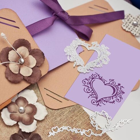 2 Pcs Heart Cutting Dies Hollow Hearts Metal Die Cuts for Card Making Decoration Metal Bubble Speckle Line Wedding Cutting Dies Love Lace Stencils for Making DIY Scrapbook Crafts Album Card in Saudi Arabia