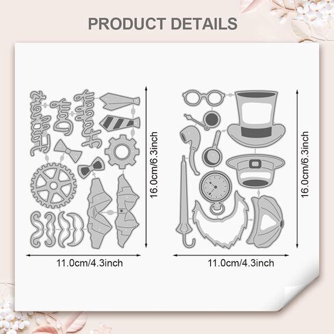 WADORN Happy Father's Day Cutting Dies, Vintage Man Metal Die Cuts Hat Tie Suit Embossing Stencils Beard Clock Birthday Template Sets for Card Making Paper Photo Album DIY Scrapbooking Decor in Saudi Arabia