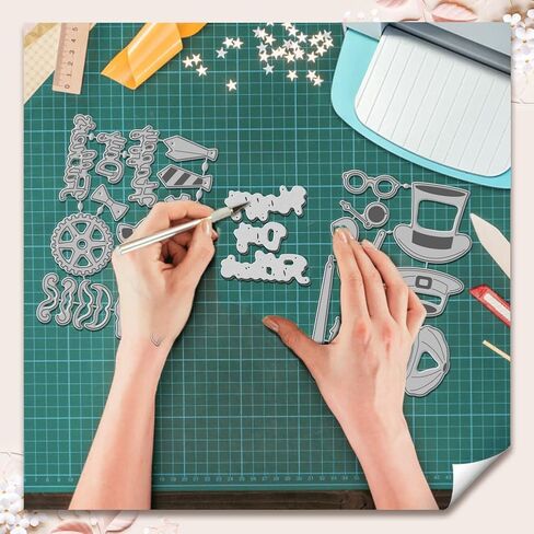 WADORN Happy Father's Day Cutting Dies, Vintage Man Metal Die Cuts Hat Tie Suit Embossing Stencils Beard Clock Birthday Template Sets for Card Making Paper Photo Album DIY Scrapbooking Decor in Saudi Arabia