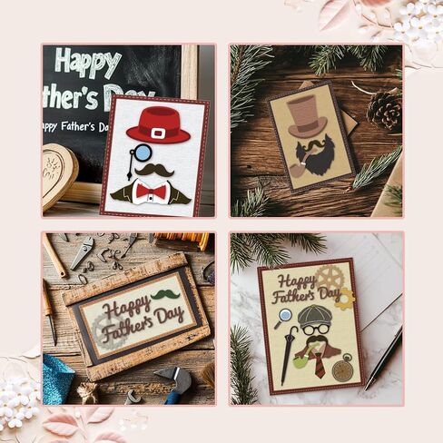 WADORN Happy Father's Day Cutting Dies, Vintage Man Metal Die Cuts Hat Tie Suit Embossing Stencils Beard Clock Birthday Template Sets for Card Making Paper Photo Album DIY Scrapbooking Decor in Saudi Arabia