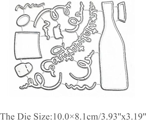 Congratulations Word Wine Metal Die Cuts,Celebration Wine Frame Background Wedding Cutting Dies Cut Stencils for DIY Scrapbooking Album Embossing Paper Dies Card Making in Saudi Arabia