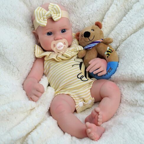 JIZHI Reborn Baby Dolls Silicone Full Body -16 Inch 5.73lb Weighted Full Platinum Silicone Baby Doll Real Life Baby Dolls with Complete Accessories for Kids Age 3 + in Saudi Arabia