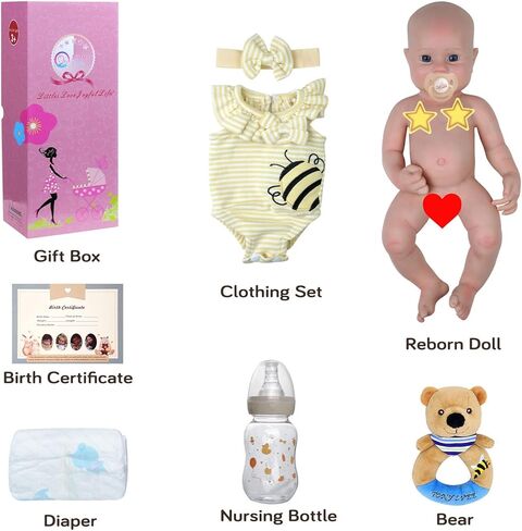 JIZHI Reborn Baby Dolls Silicone Full Body -16 Inch 5.73lb Weighted Full Platinum Silicone Baby Doll Real Life Baby Dolls with Complete Accessories for Kids Age 3 + in Saudi Arabia