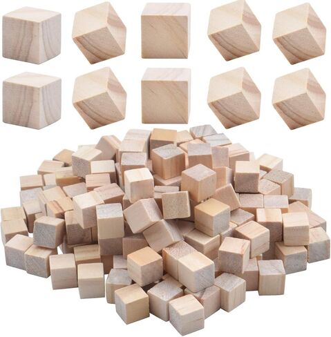 Wooden Cubes, 200 Pieces Natural Square Wooden Blocks Unfinished Craft Wooden Squares in Saudi Arabia