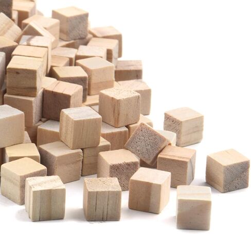 Wooden Cubes, 200 Pieces Natural Square Wooden Blocks Unfinished Craft Wooden Squares in Saudi Arabia
