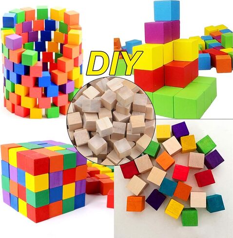 Wooden Cubes, 200 Pieces Natural Square Wooden Blocks Unfinished Craft Wooden Squares in Saudi Arabia